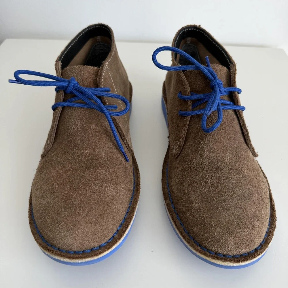 Veldskoen Boots Mens 8 Brown Suede Ankle Chukka Blue Sole Lace Up Casual Boots